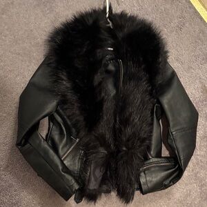Black Faux Fur Leather Jacket